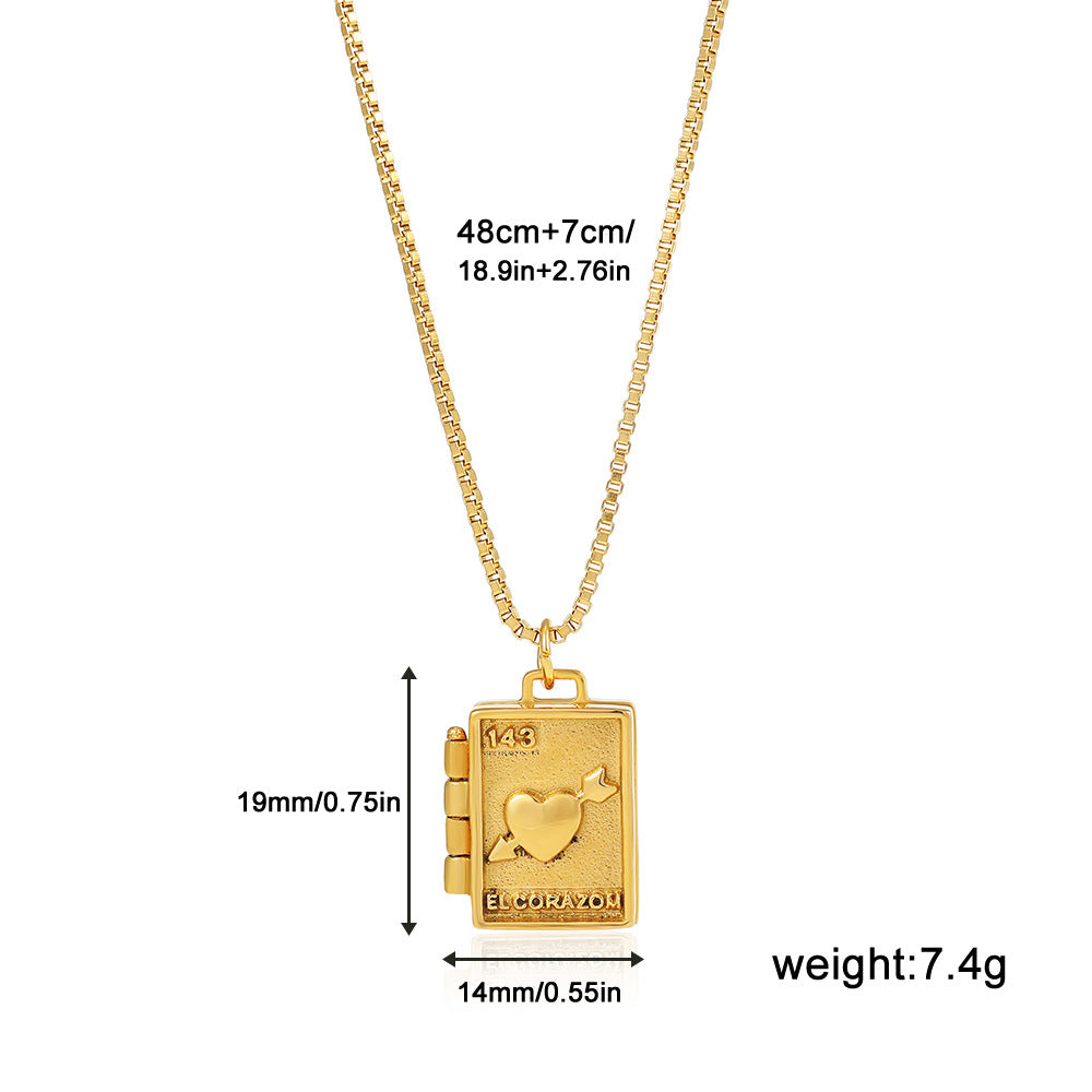 Moon Phase Heart Locket Steel Hinged Photo Frame S5P229