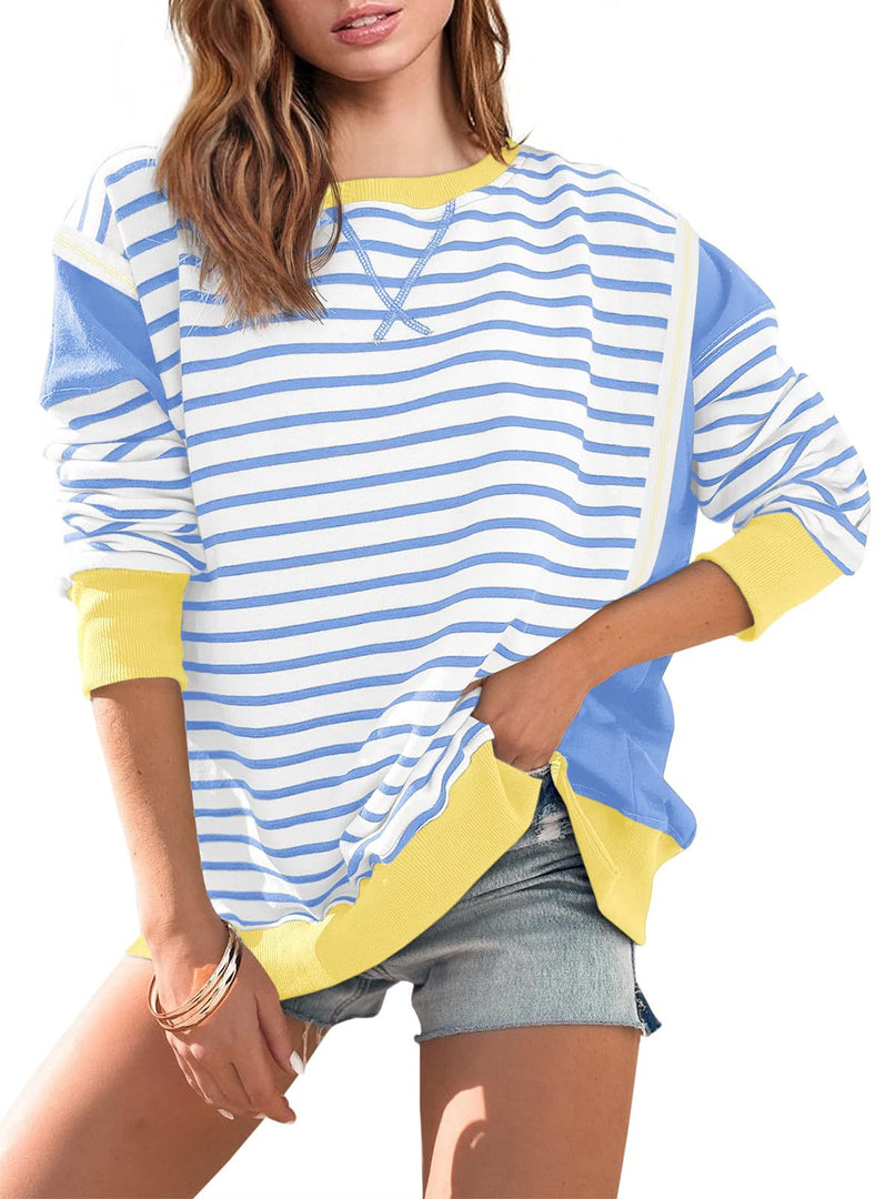 Contrast Stripe Round Sweater Mid Weight Options N5A200