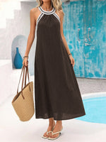 Load image into Gallery viewer, Halter Lace Panel Maxi Dress Women Vacation N6C257