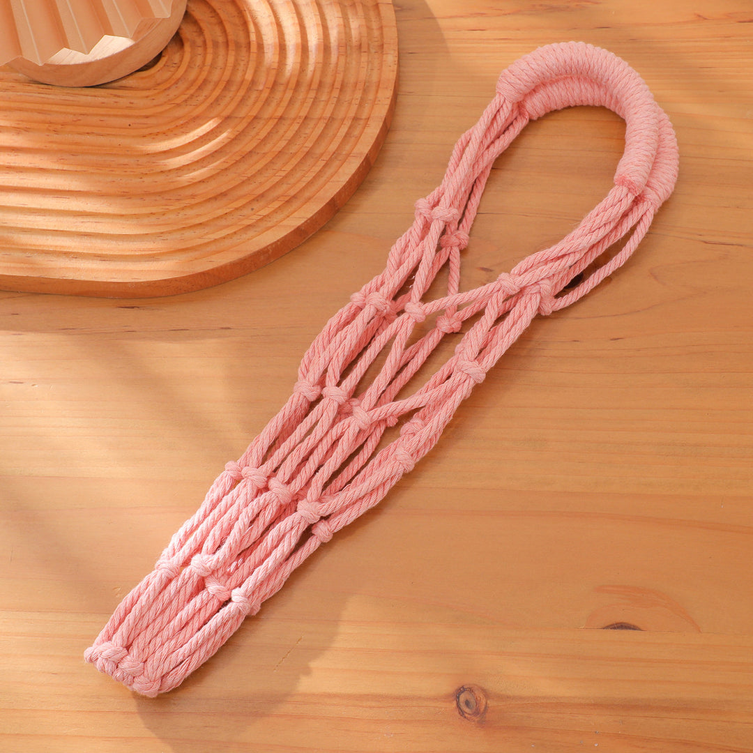 Handwoven Water Bottle Mesh Bag Cotton Linen N6G085