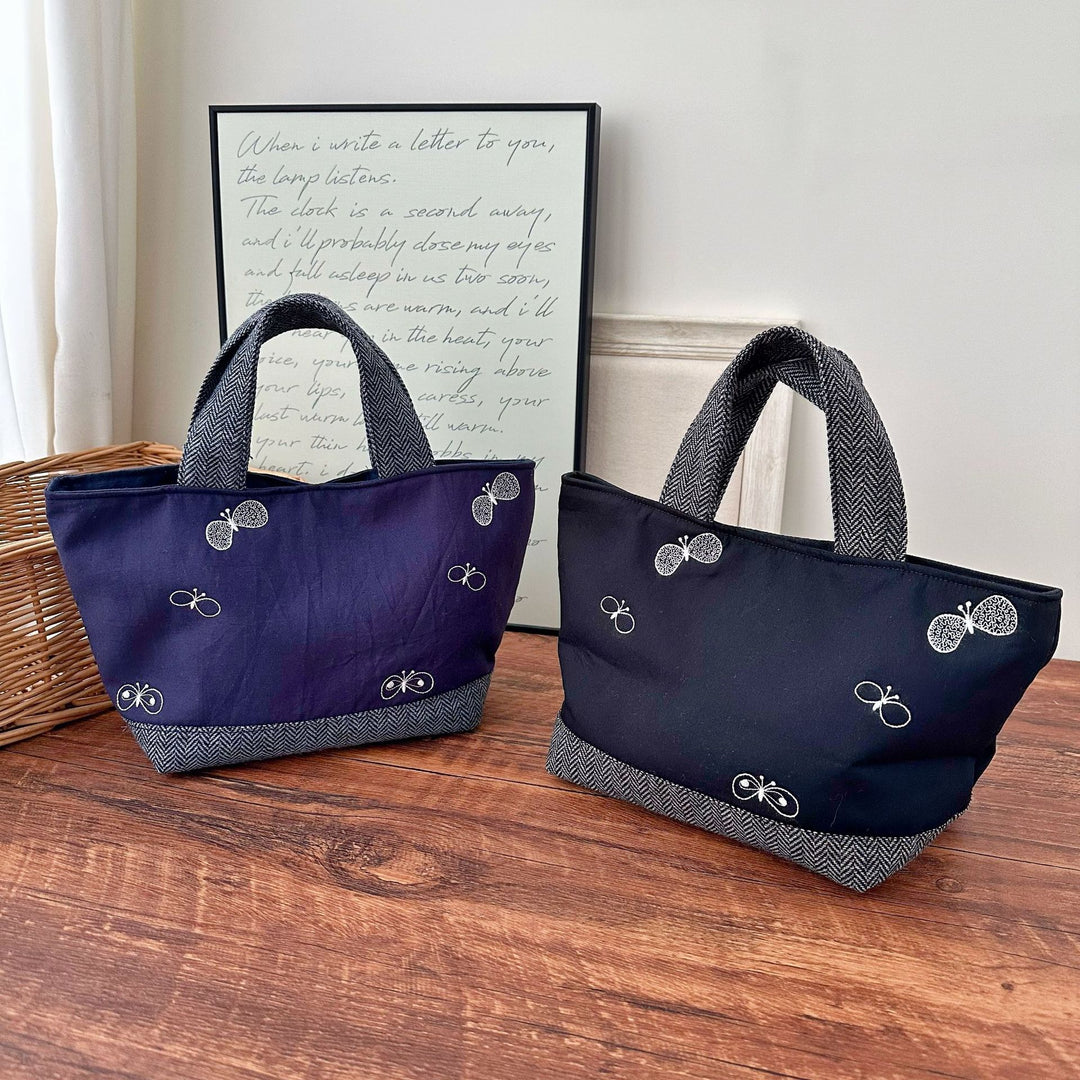 Handmade Butterfly Embroidery Canvas Tote Bag N6F120