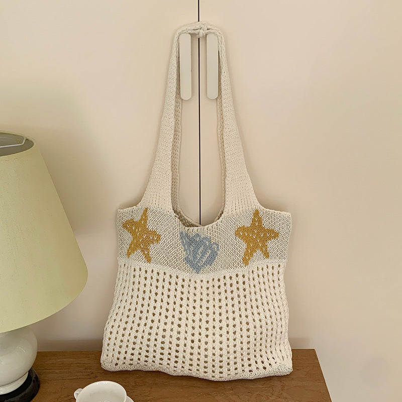 Starfish Shell Knit Tote Beach Bag Large Capacity N6C053