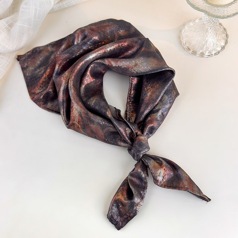 Vintage Silver Head Wrap Square Scarf Hip Hop Streetwear N6G233