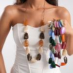 Load image into Gallery viewer, Womens Vintage Marbled Irregular Acrylic Necklace N6K184