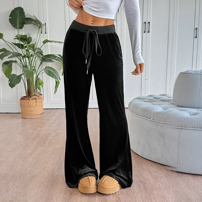 Velvet Flared Pant Fluid Lightweight Black N5Z494