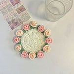 Load image into Gallery viewer, Handmade Rose Bouquet Coaster Crochet Cotton Round N6G049