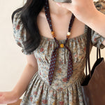 Load image into Gallery viewer, Vintage Paisley Polka Dot Beaded Scarf Necklace N6G237