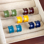 Load image into Gallery viewer, Bright C-Shape  Rim Glazed Half Hoop Stud Earrings N6H103