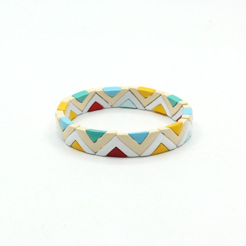 Wave Triangle Links Cuff Enamel Steel Elastic S5P142