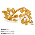 Load image into Gallery viewer, Celestial Leaf Ring Titanium Steel Pearl Crystal S5P047
