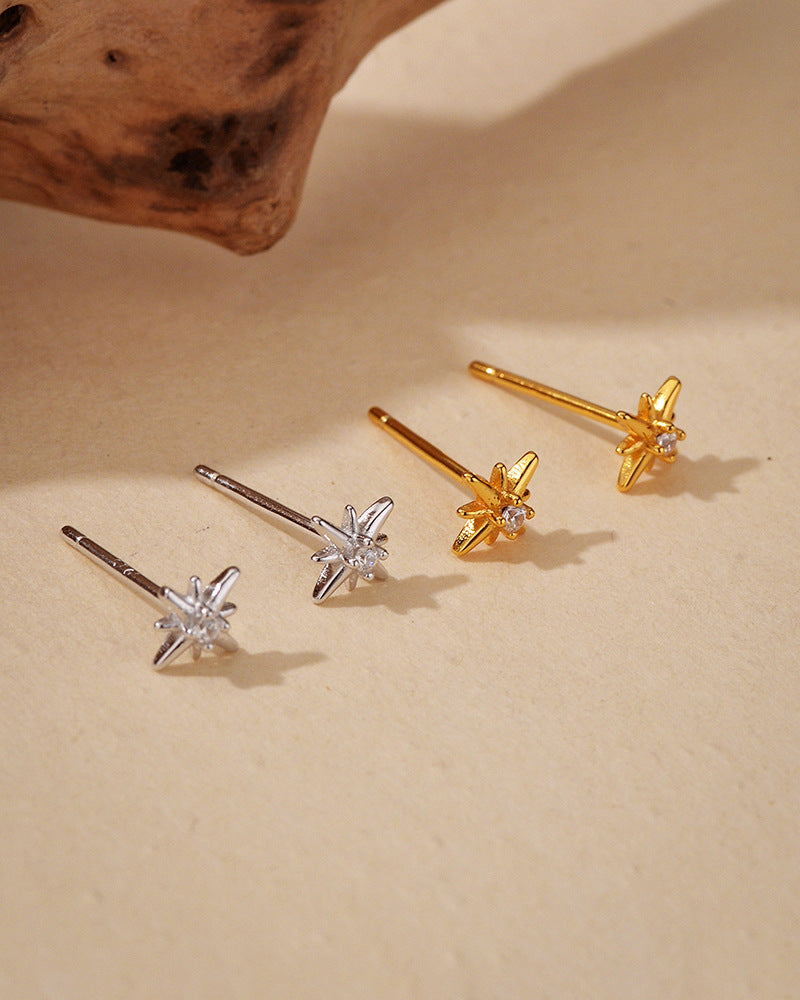 Octagram Zirconia Studs S925 Gold Plated S5P133