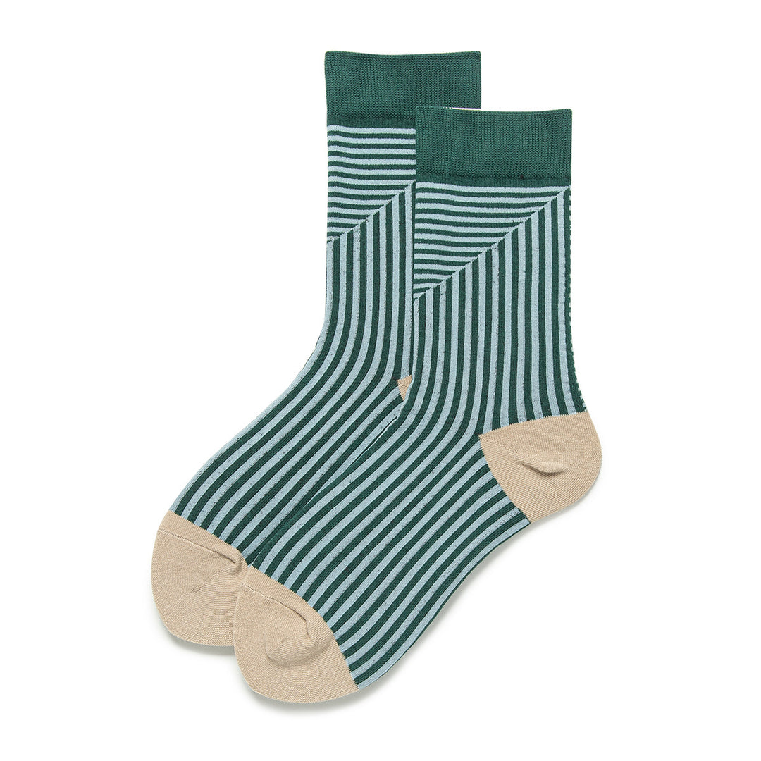 Color Block Stripe Mid Calf Socks Women N6C170