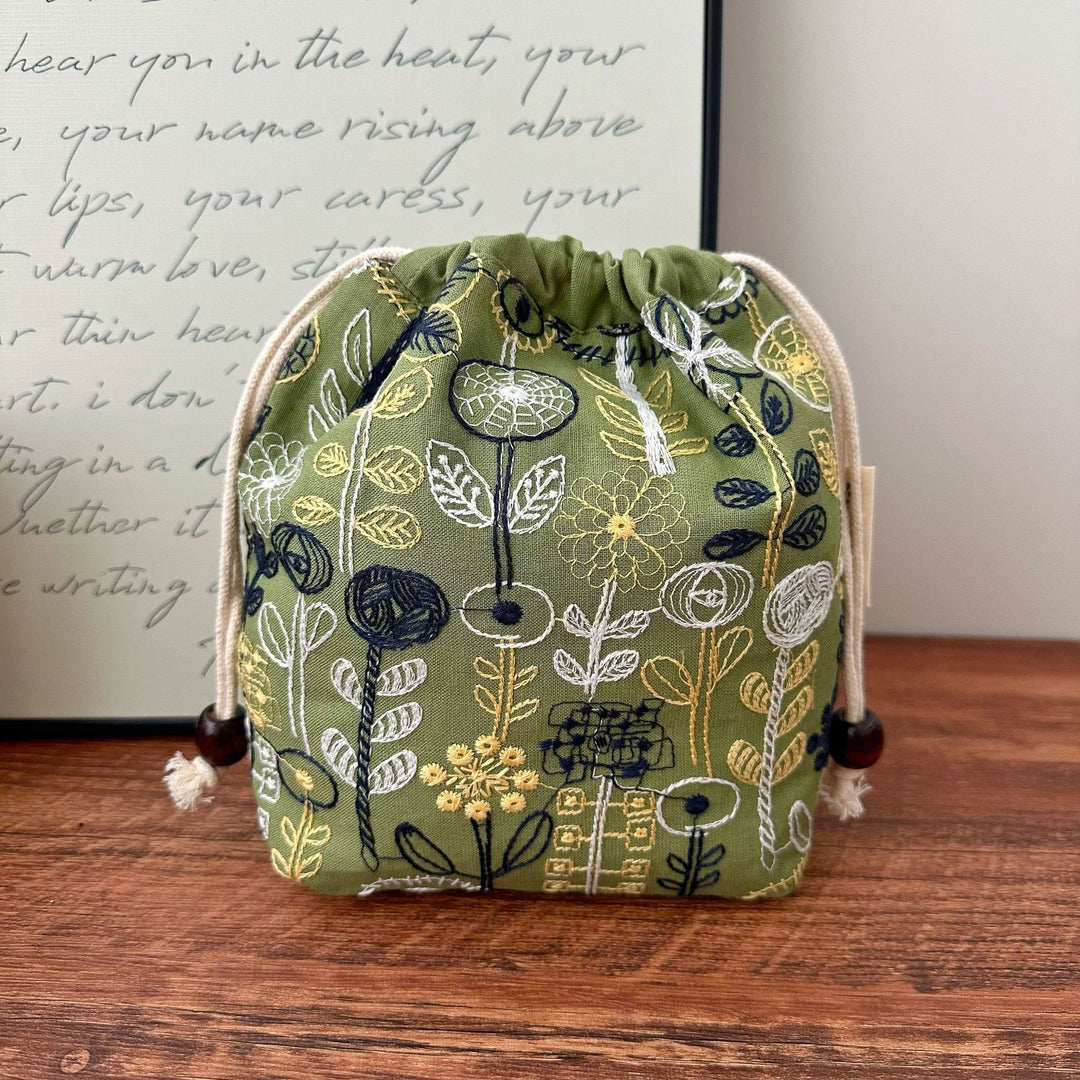 Handmade Cotton Linen Drawstring Cosmetic Pouch N6F174