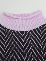 Load image into Gallery viewer, High Neck Long Sleeve Colorblock Knit Sweater Women N6H274