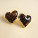 Load image into Gallery viewer, Womens Vintage Marbled Heart Acrylic Stud Earrings N6K152