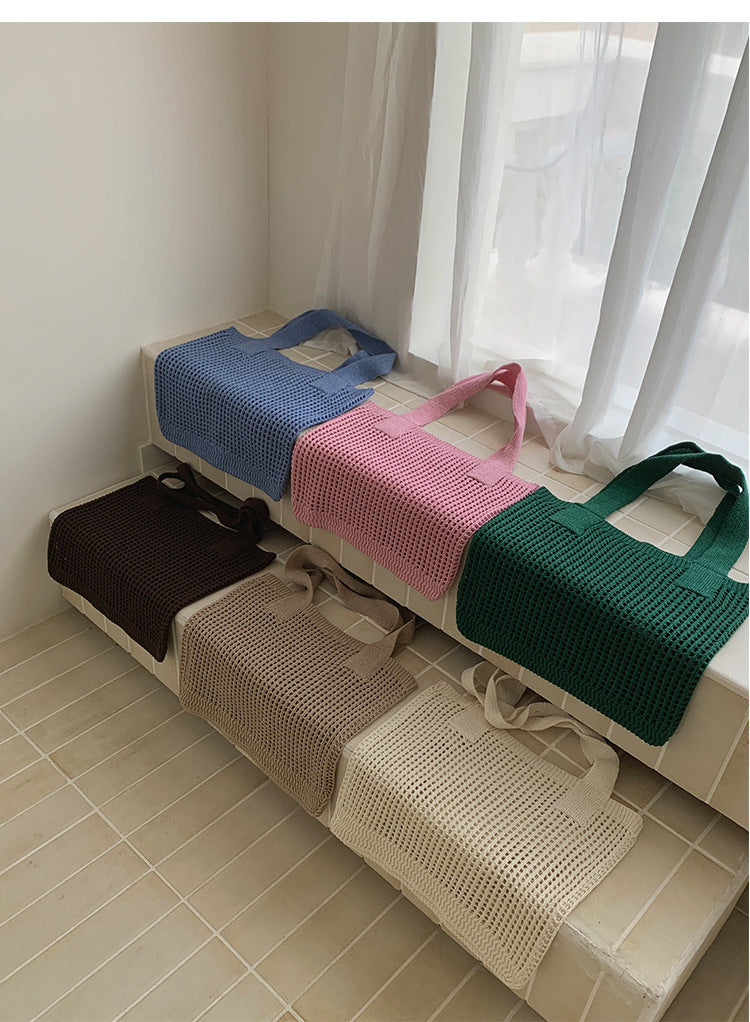 Mesh Crochet Tote Bag Vintage Women N6C060
