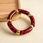 Load image into Gallery viewer, Womens Leopard Print Acrylic Beaded Bracelet N6K126
