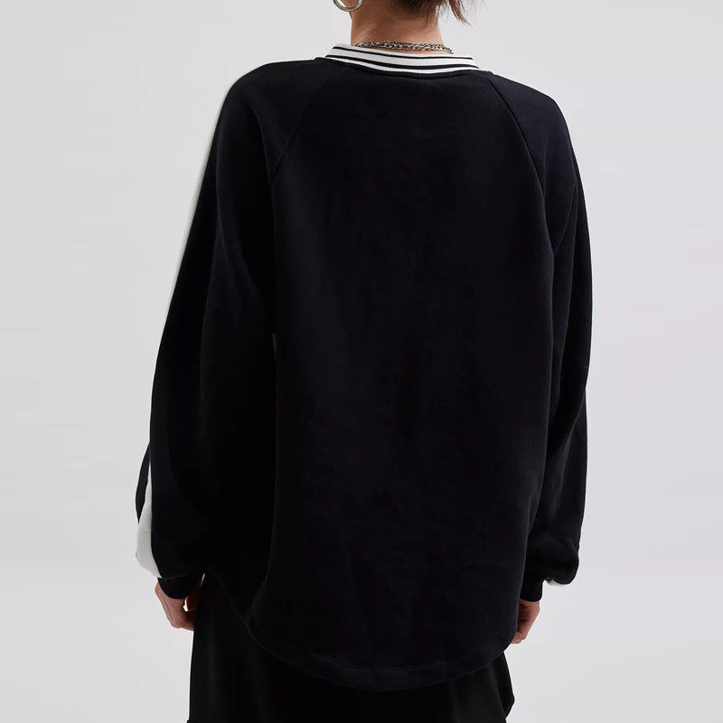 ContrastDesign Hoodie MidWeight Black Red N5A149