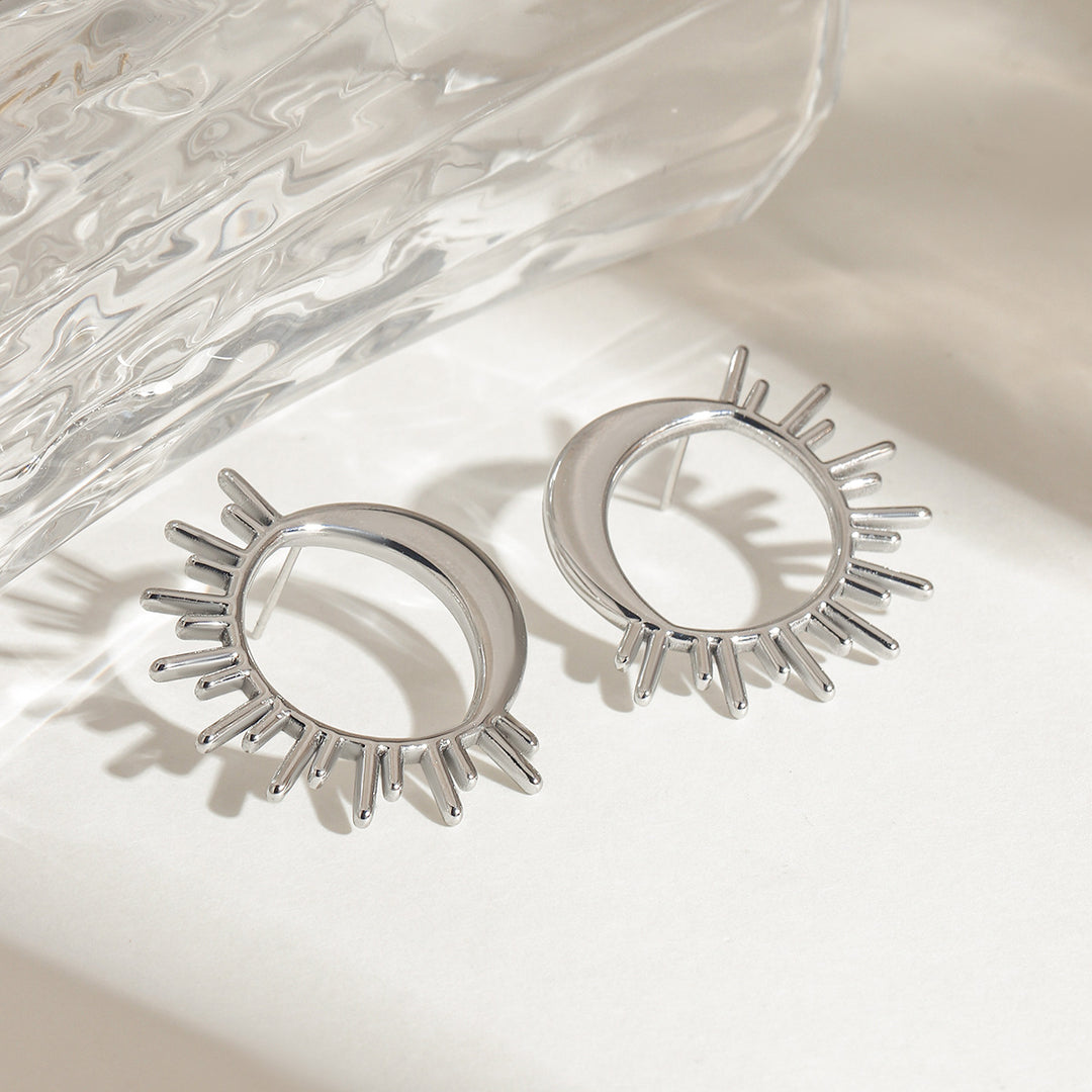 Sun Moon Studs Steel Gold Plated   S5P146