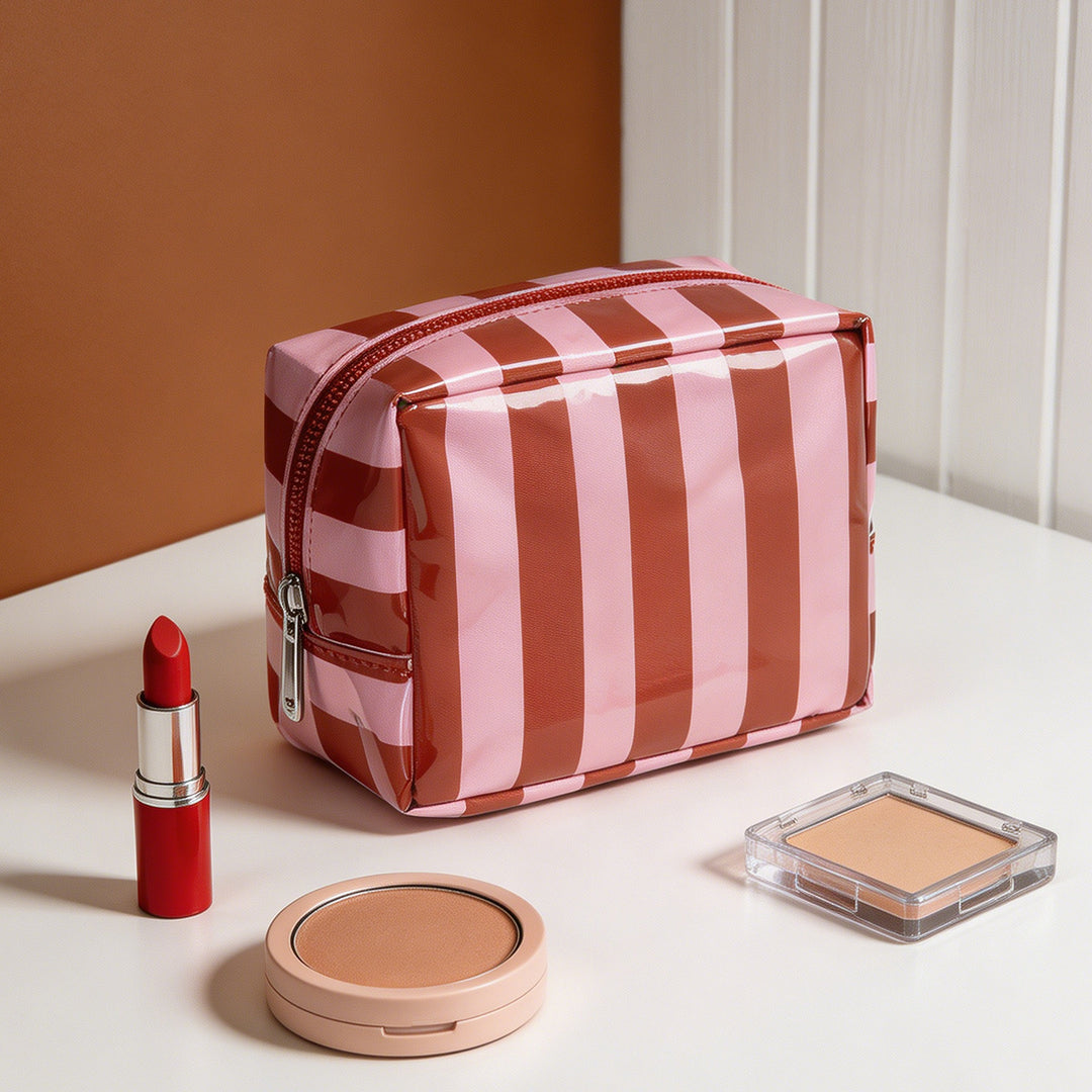 Waterproof Color Block Striped PVC Mini Pouch N6J243