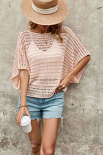 Load image into Gallery viewer, Round Neck Solid Bat Sleeve Loose Knit Top Women N6A075