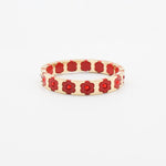 Load image into Gallery viewer, Floral Cuff Enamel Steel Crystal-Studded Elastic S5P141