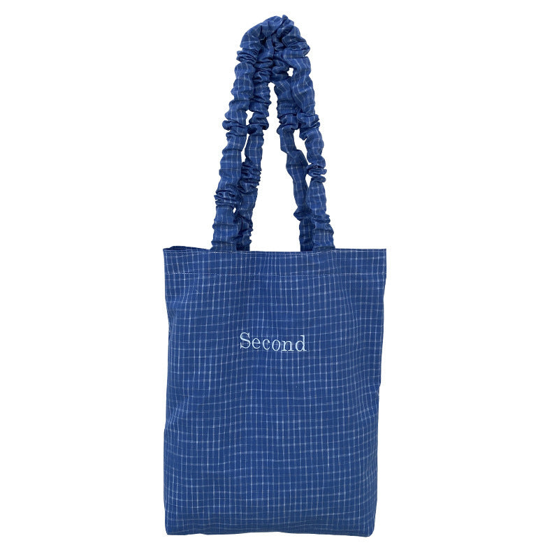 Polyester Grid Shoulder Bag Contrast Top Handle S5P321