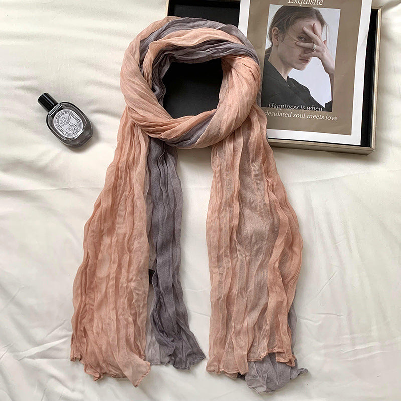 Pleated Gradient Scarf Women Sun Protection N6H247