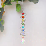 Load image into Gallery viewer, White Crystal Spiral Rotating Sun Catcher Wind Chime N6F294