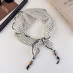 Load image into Gallery viewer, Womens Black and White Polka Dot Beaded Triangle Scarf N6K272