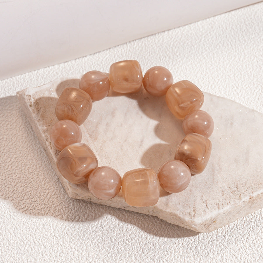 Acrylic Beaded Bracelet Irregular Square Round N6F077