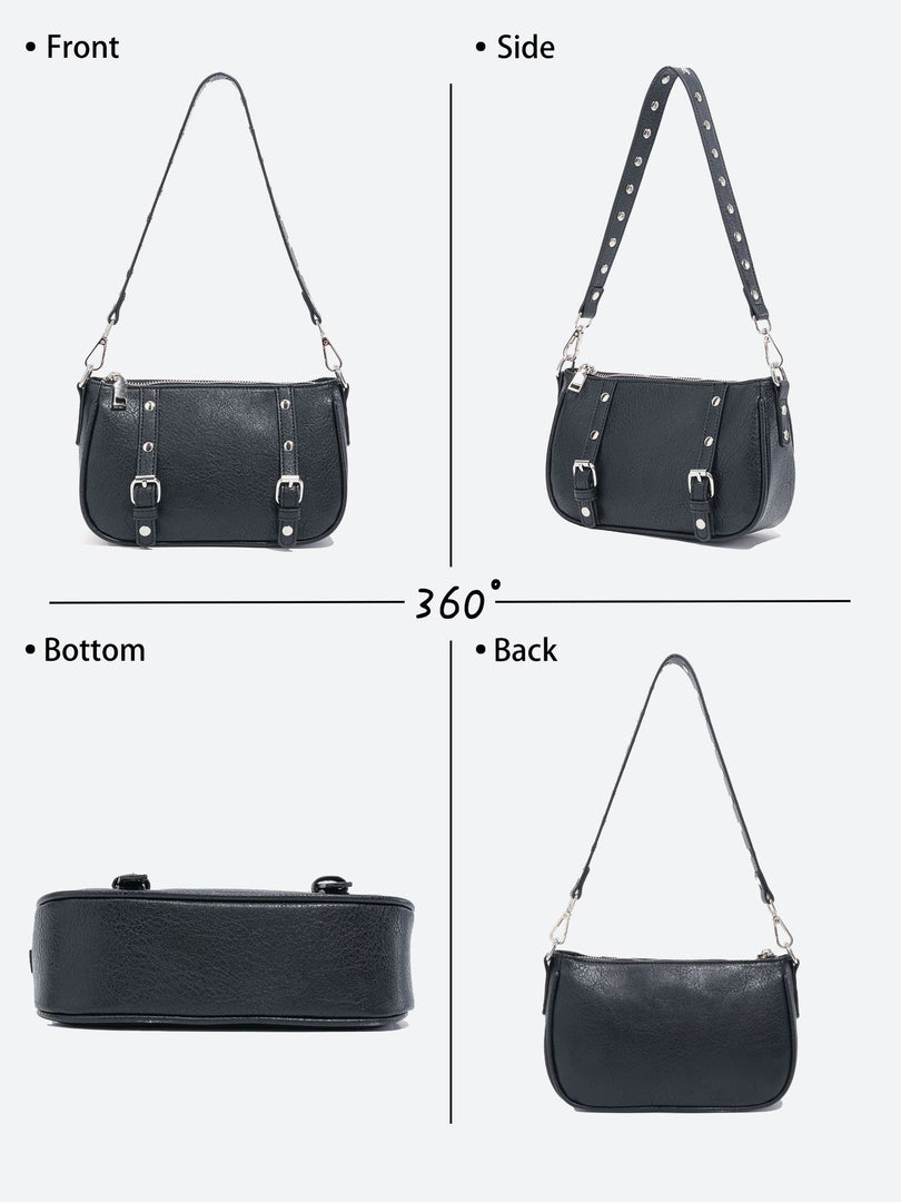Boston Hobo Bag with Rivet and Chain Women N6C035