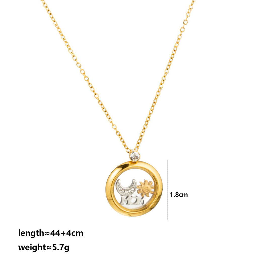 Mom Mirror Pendant Necklace 18K Gold Plated N6D535