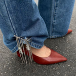 Load image into Gallery viewer, Crystal Cross Pearl Fringe Anklet Denim Jewelry N6B021