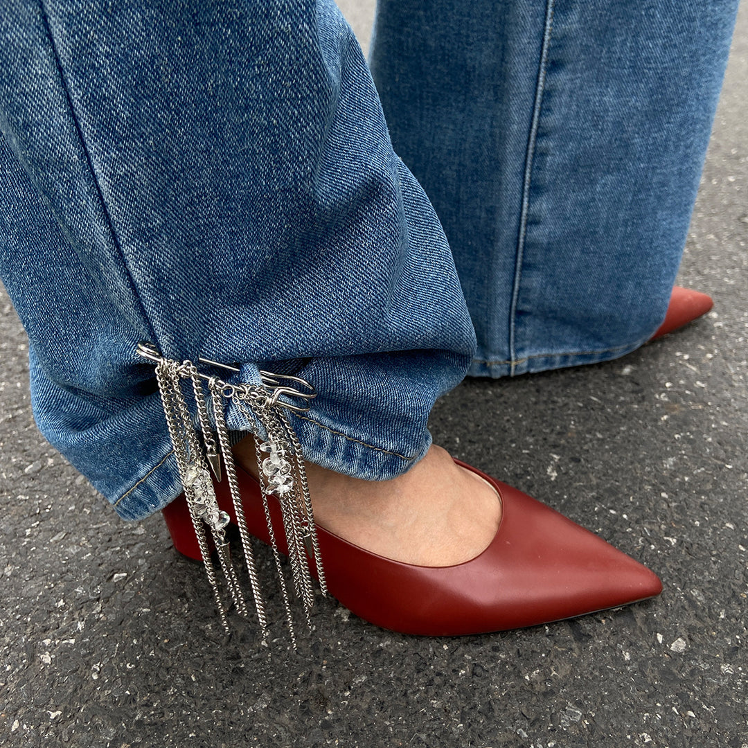 Crystal Cross Pearl Fringe Anklet Denim Jewelry N6B021