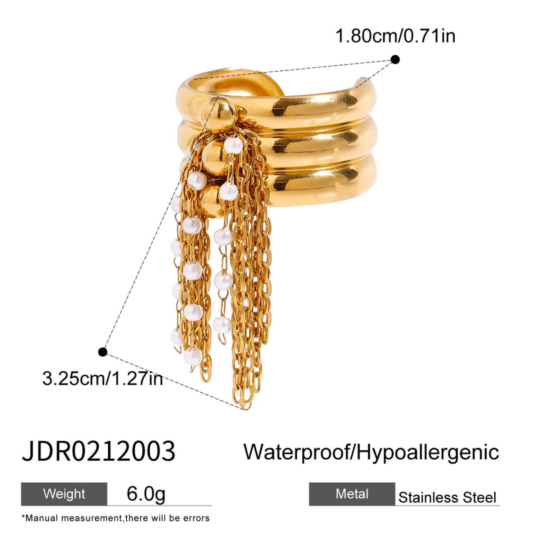 Chain Tassel Ring Two-Tone Steel Fringe S5P065