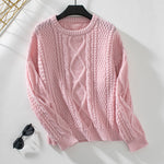Load image into Gallery viewer, Cable Crew Sweater Mid Weight Blue Pink N5Z824
