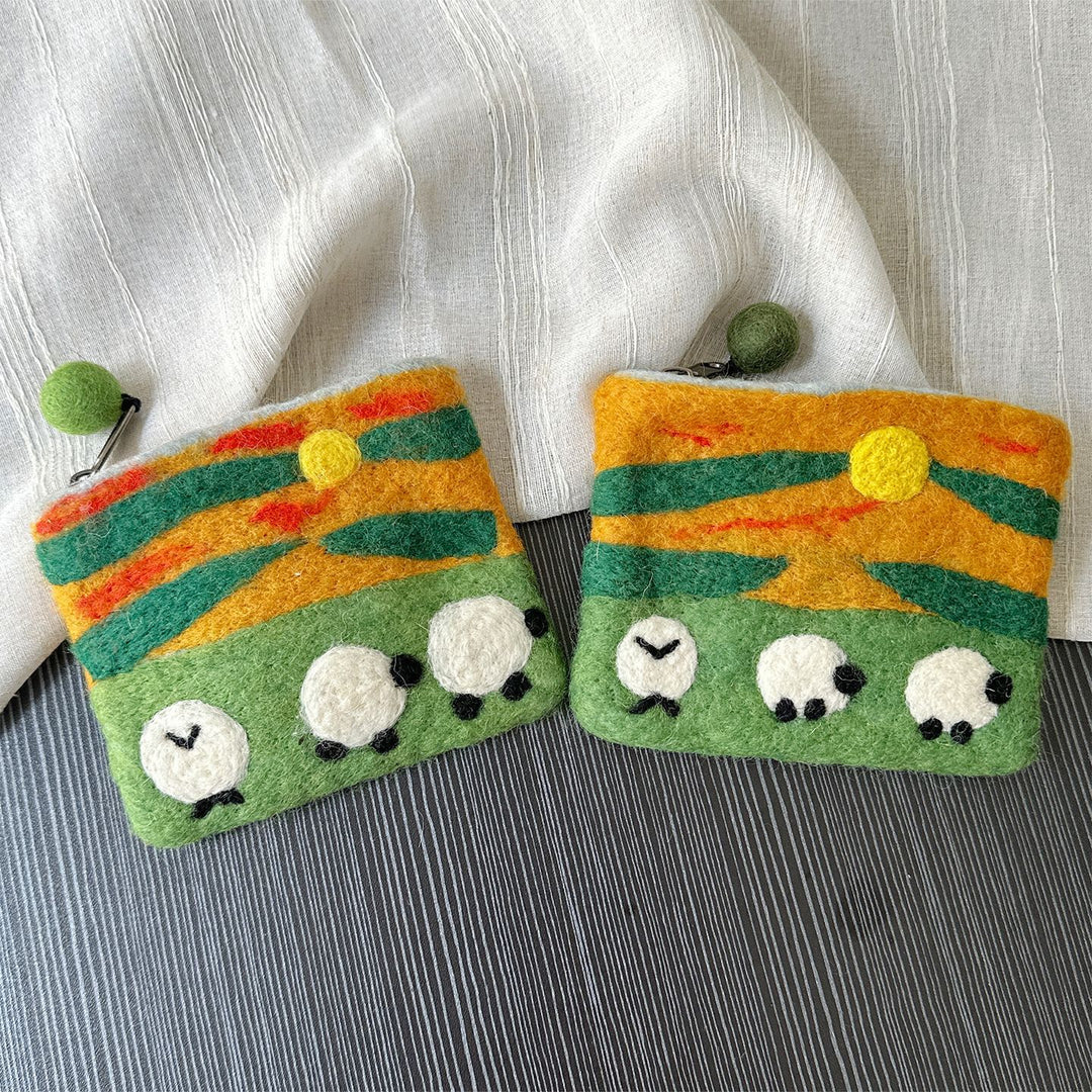 Felt Sheep Card Holder Coin Purse Cute Cartoon N6G006