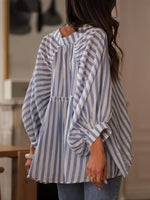 Load image into Gallery viewer, Loose Fit Long Sleeve Stripe Shirt Women N6D136