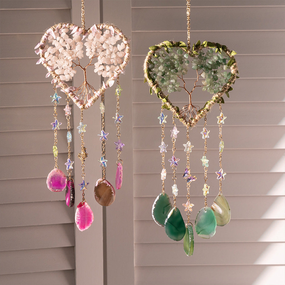 Love Heart Agate Tree Life Dream Catcher Sun Catcher N6F301