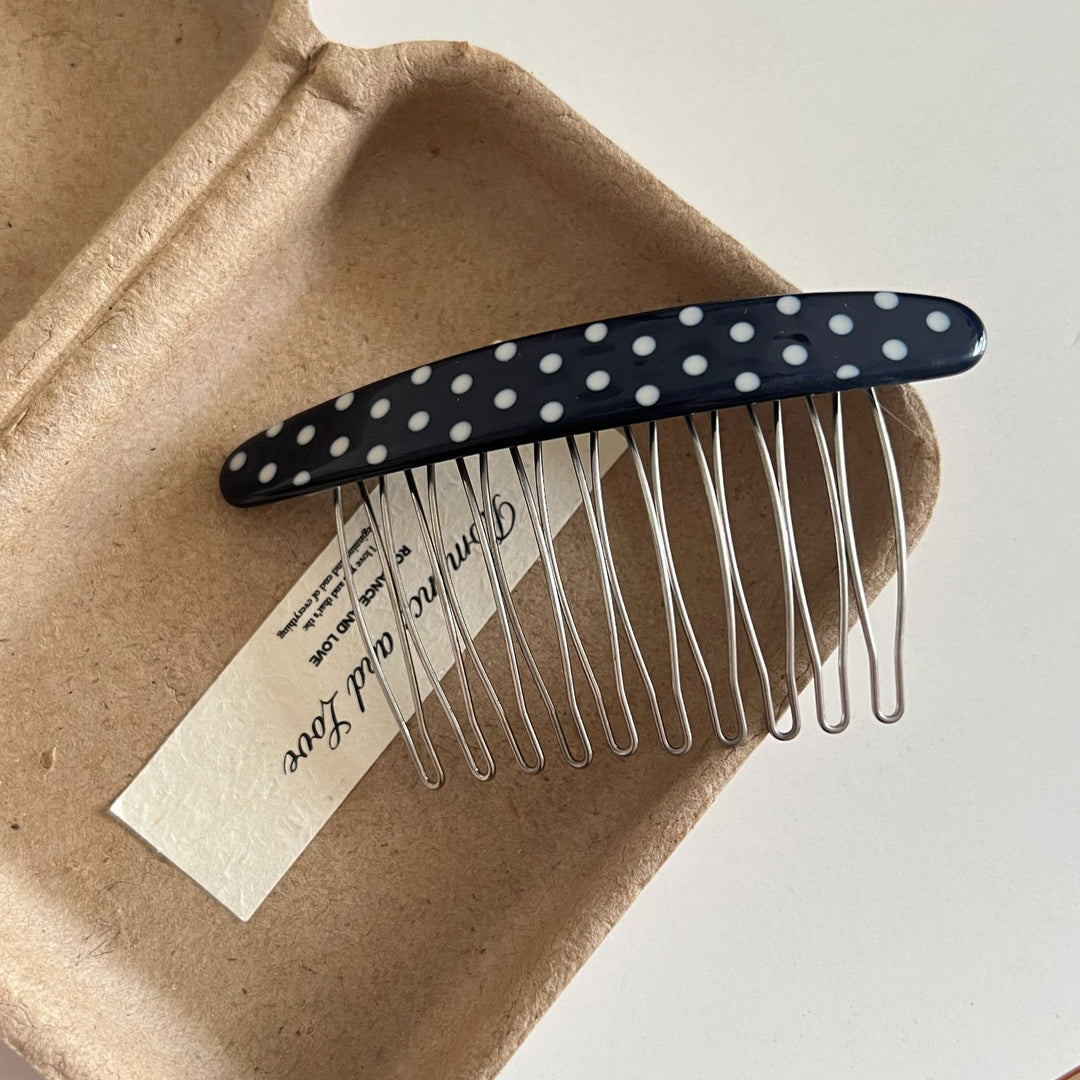 Polka Dot Oval Hair Comb Acetate Flyaway Styling Tool N6F066