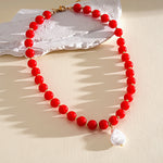 Load image into Gallery viewer, Dopamine Pearl Acrylic Geometric Beaded Necklace N6H059
