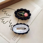 Load image into Gallery viewer, Womens Handmade Knit Rose Hair Clip N6K314
