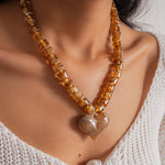 Load image into Gallery viewer, Womens Heart Acrylic Beaded Necklace N6K186