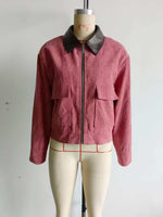 Load image into Gallery viewer, Corduroy Blend Leather Collar Jacket Women N6C138