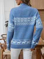 Load image into Gallery viewer, Snowflake Jacquard Half High Collar Knit Sweater N6H261