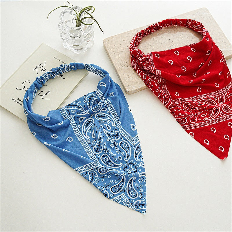 Vintage Amoeba Print Stretch Triangle Hair Scarf  N6H132