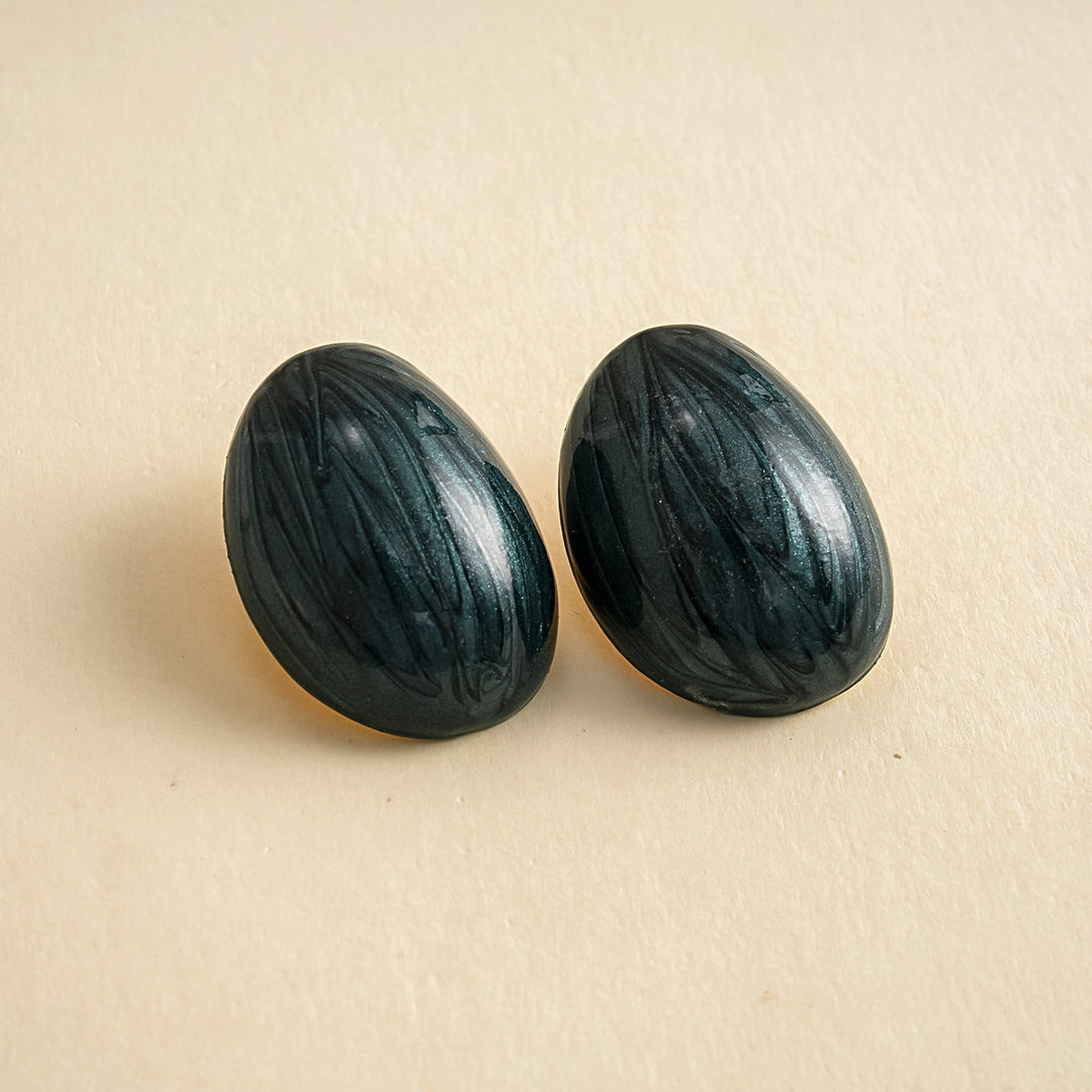 Womens Vintage Marbled Oval Alloy Stud Earrings N6K156