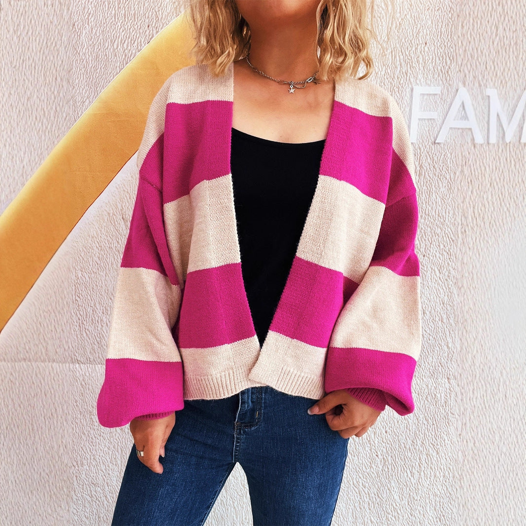 Contrast Stripe V Cardigan Mid Light Options N5Z959