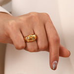 Load image into Gallery viewer, Hexagon Star Ring Steel Rhodium Plated Lightweight S5P064